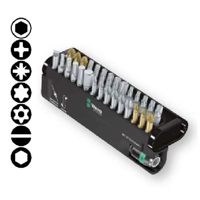 Kit Bit-Check 30 Universal 1 Wera, con porta-inserti universale 889/4/1 K, con 29 inserti assortiti Direct Beschikbaar