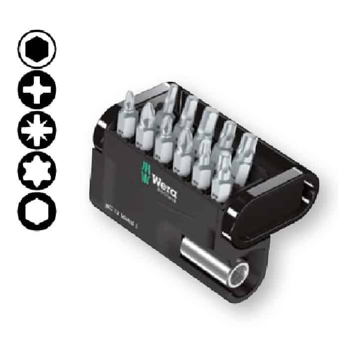 Koop Vandaag Kit Bit-Check 12 Metal 1 Wera, con porta-inserti universale 899/4/1, con 11 inserti, 4 a croce, 4 TORX, 3 per viti a esagono cavo