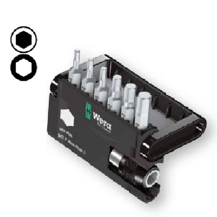 Meest Verkocht Kit Bit-Check 7 Hex-Plus 1 Wera, con porta-inserti universale 895/4/1 K, con 6 inserti 840/1 Z Hex-Plus