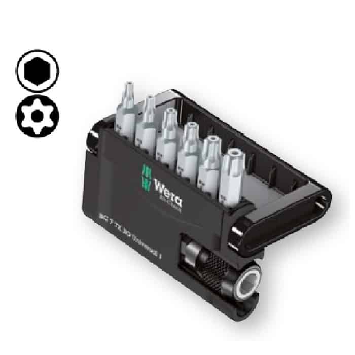 Kit Bit-Check 7 TX BO Universal 1 Wera, con porta-inserti universale 894/4/1 K, con 6 inserti 867/1 Z TORX BO Must-Have