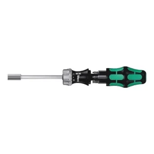 Giravite a cricchetto Kraftform Kompakt 27 RA 1 SB Wera, per officina e meccanica, con attacco esagonale da 1/4 e 6 inserti misti Bestel Nu