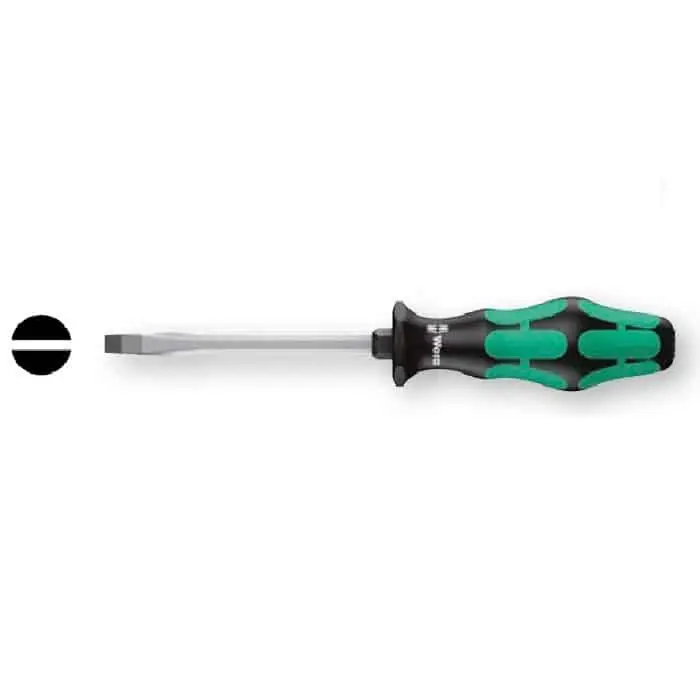 Cacciavite a taglio 334 SK Wera, spessore punta 1,2 mm, larghezza punta 7 mm, lunghezza lama 125 mm, colore Cromo-Nichel opaco Beperkt Aanbod