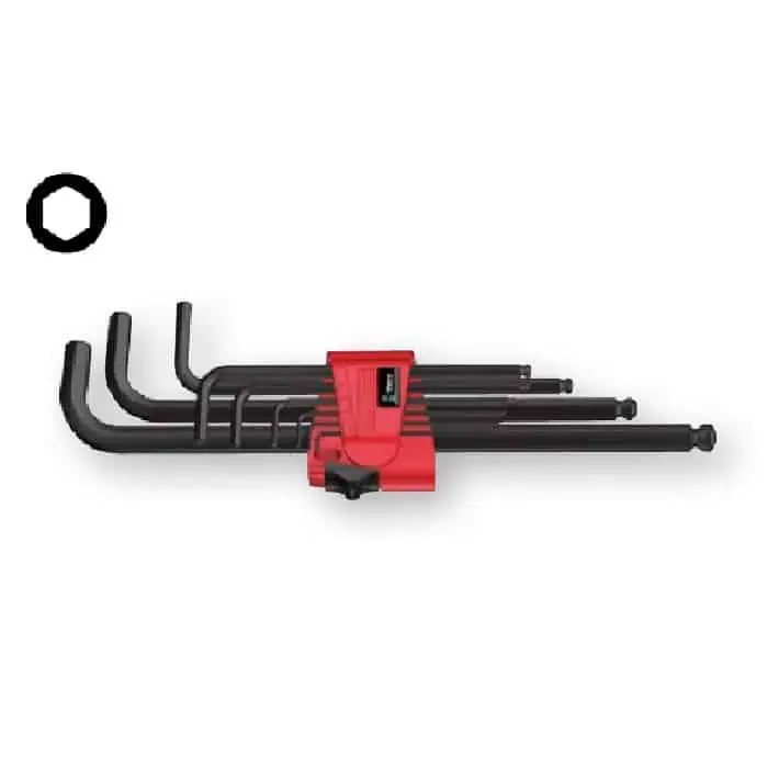 Actieprijs Set 9 chiavi a L 950 PKL Wera, con sfera esagonale su lato lungo, per viti a esagono cavo, metriche, profilo Hex-Plus, colore BlackLaser
