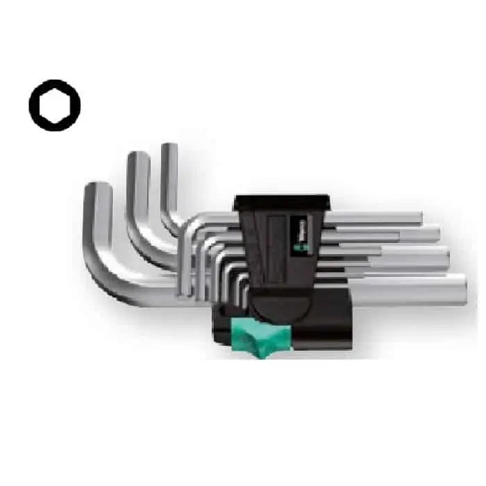 Snelle Levering Set 9 chiavi a L 950 Wera, per viti a esagono cavo, metriche, profilo Hex-Plus, colore Cromato
