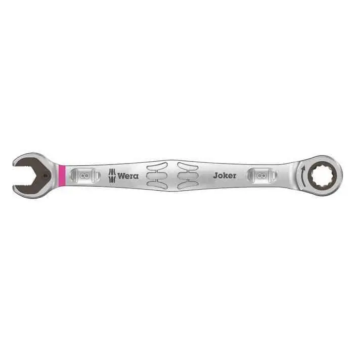 Chiave Joker Wera combinata a cricchetto, per vite e dado esagonale, dimensioni 8x144 mm, richiamo 30°, contrassegno Rosa Nu Kopen