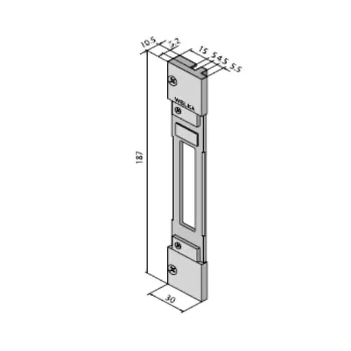 Contropiastra regolabile Welka per serratura da fascia e deviatore, profilo R40/R50, altezza 187 mm Hoge Kwaliteit