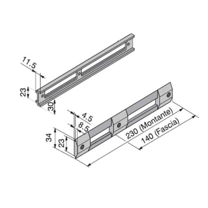 Fabrieksprijs Contropiastra Welka con spessore, per serratura, larghezza 23 mm, finitura Nylon