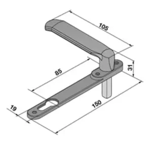 Koopje Maniglia Welka per cilindro sagomato, con placca, foro Yale, finitura Nylon Nero