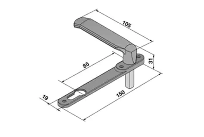 Koopje Maniglia Welka per cilindro sagomato, con placca, foro Yale, finitura Nylon Nero