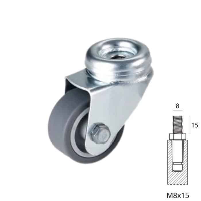 Nu Kopen Ruota 1023 Sarmetal in Acciaio per mobile, girevole su perno M8, senza freno, diametro 40 mm, altezza 59 mm, finitura Grigio e Zincato