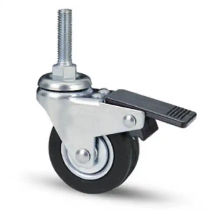 Dagaanbieding Ruota girevole 160BISB AVO Valsecchi per mobile, con freno, perno filettato, diametro 50 mm, altezza 66 mm, gomma Nera