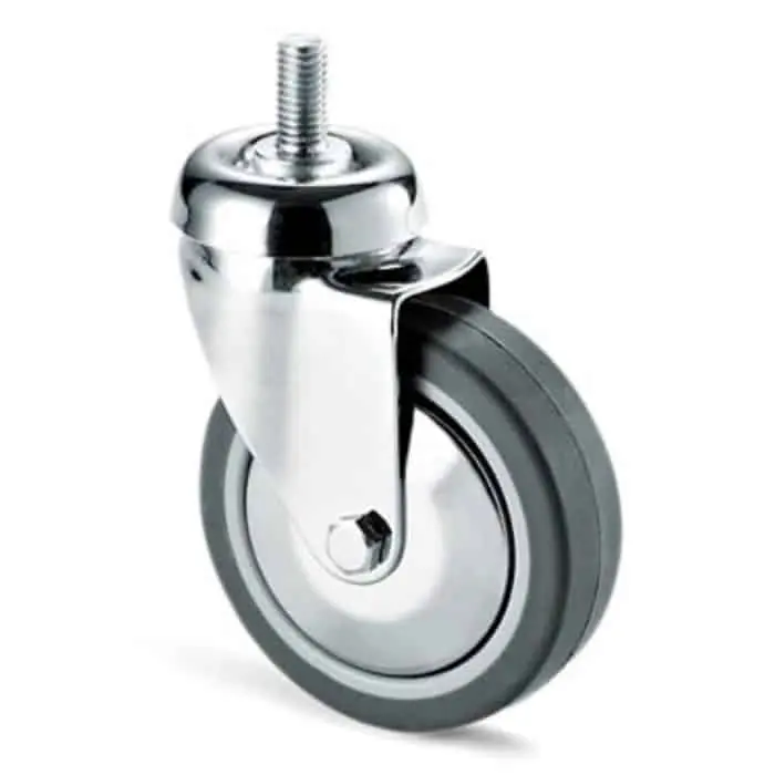 Weekendaanbieding Ruota girevole AVO Valsecchi 220 CB su perno, dimensioni 80x23 mm, altezza 108 mm, finitura cromata lucida, gomma grigia