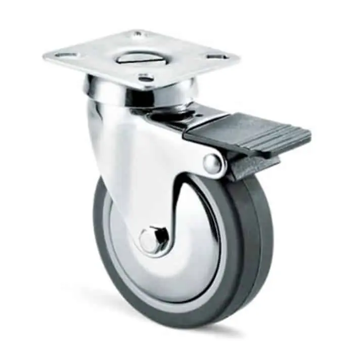 Tijdelijk Beschikbaar Ruota fissa AVO Valsecchi 220 C BIS, dimensioni 80x23 mm, altezza 108 mm, finitura cromata, gomma grigia