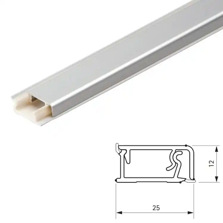 Alzatina rettangolare 50/62 Volpato per mobile cucina, dimensione 25x12 mm, asta 4200 mm, materiale Pvc Alluminio Anodizzato Rechtstreeks Van De Fabrikant