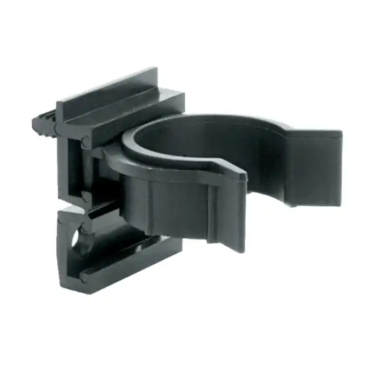 Pinza 10/06.180 Volpato per zoccolo in legno, fissaggio con fresata o vite, materiale Plastica, finitura Nero Populair