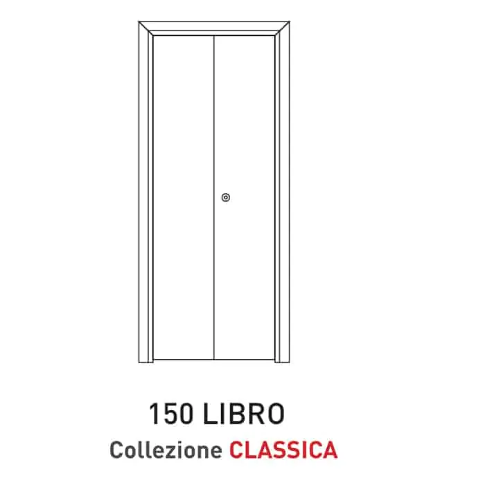 Premium Porta a battente pieghevole Viemme Porte serie Classica modello 150 Libro, pannello liscio formato da due ante simmetriche, con coprifilo standard tondo