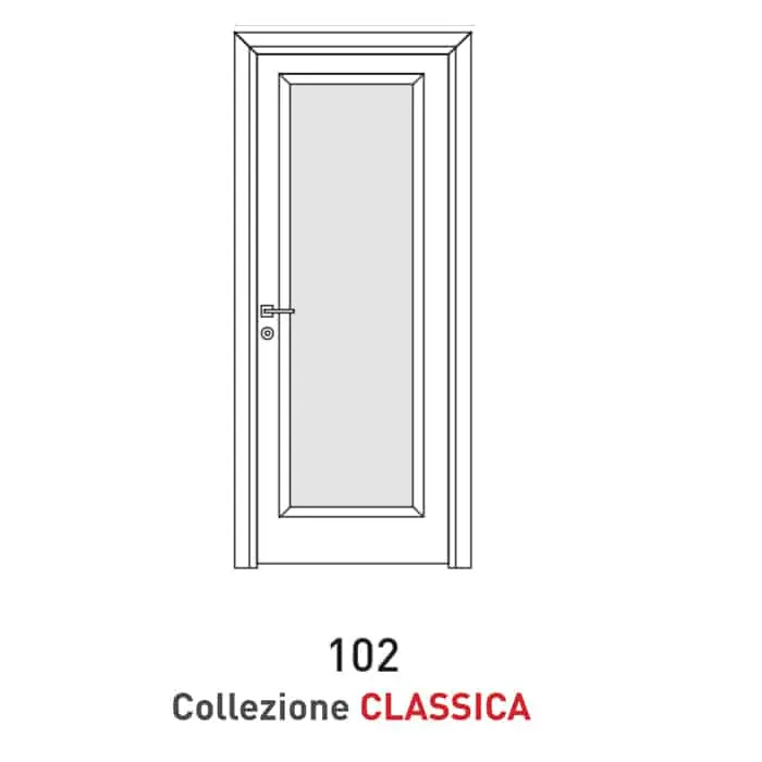 Porta a battente Viemme Porte serie Classica modello 102, pannello liscio con coprifili standard tondi, con opzione Vetro (escluso) Laatste Kans