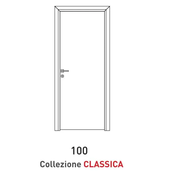 Porta a battente Viemme Porte serie Classica modello 100, pannello liscio con coprifilo standard tondo Premium