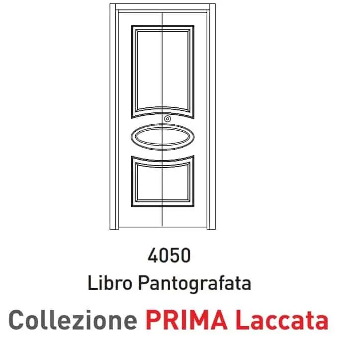 Meest Verkocht Porta a battente pieghevole Viemme Porte serie Prima Laccata modello Pantografata 4050 Libro Pantografata, pannello liscio con ovale centrale pantgrafato
