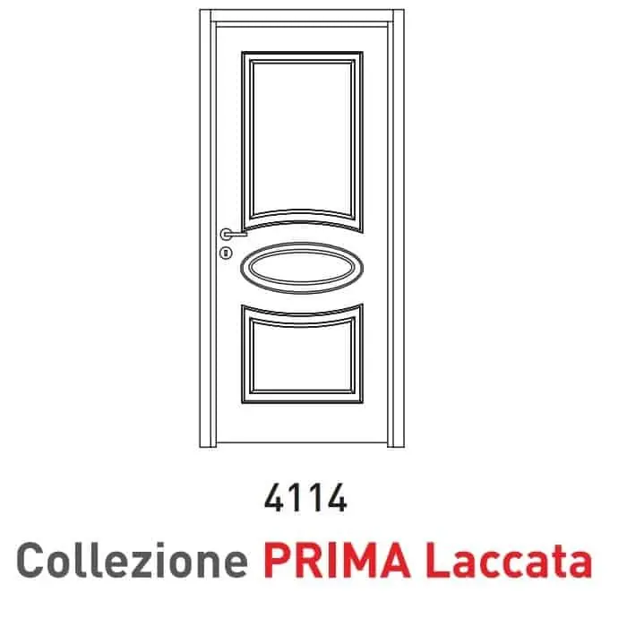 Porta a battente Viemme Porte serie Prima Laccata 4114, pannello laccato con ovale centrale pantografato Direct Verzonden
