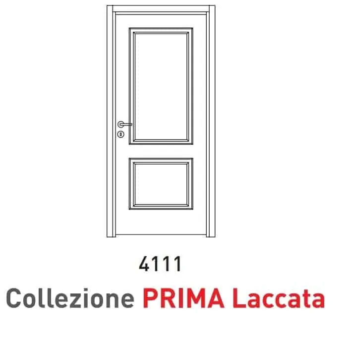 Porta a battente Viemme Porte serie Prima Laccata 4111, porta laccata con due pannelli asimmetrici pantografati e un traverso Finale Uitverkoop