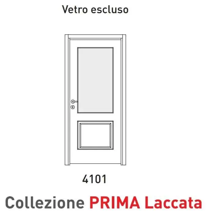 Uitverkoop Porta a battente Viemme Porte serie Prima Laccata 4101, porta laccata con due pannelli asimmetrici pantografati, con opzione Vetro