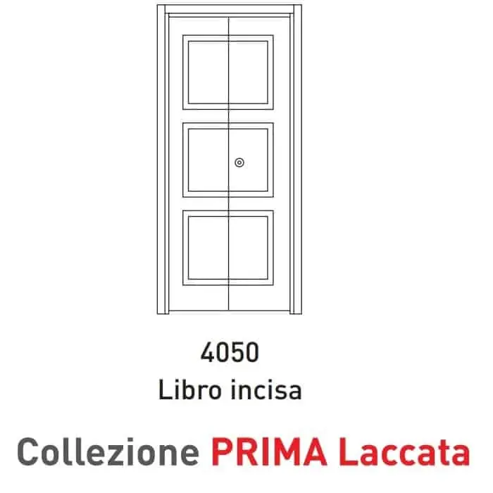 Porta a battente pieghevole Viemme Porte serie Prima Laccata 4050 Libro Incisa, porta con tre pannelli simmetrici incisi Hoge Kwaliteit