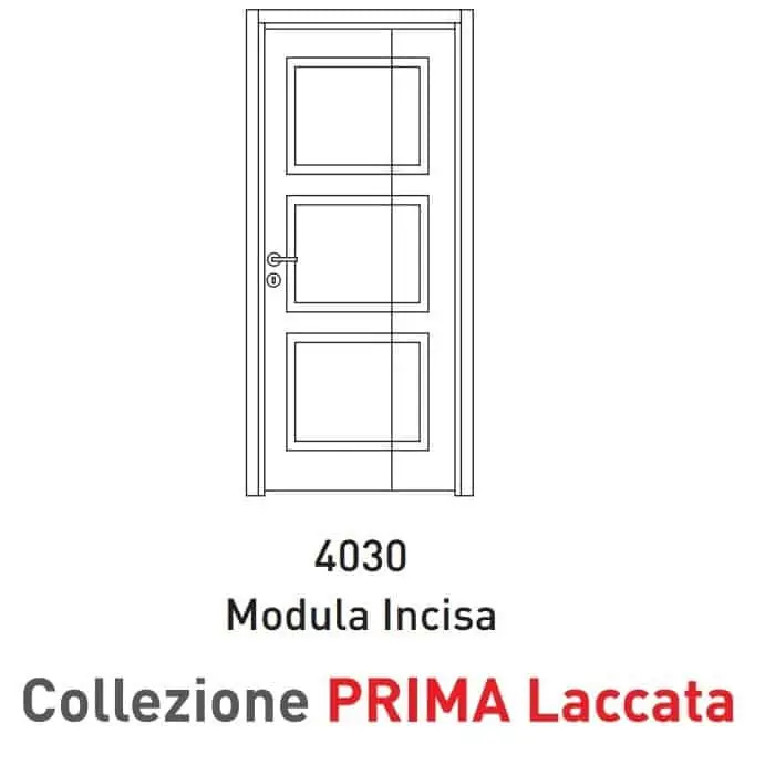 Porta a battente pieghevole Viemme Porte serie Prima Laccata 4030 Modula Incisa, porta con tre pannelli simmetrici incisi Actieprijs