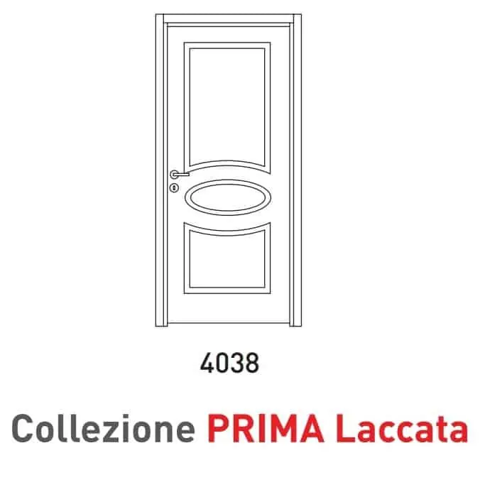 Porta a battente Viemme Porte serie Prima Laccata 4038, pannello laccato con ovale centrale inciso Finale Uitverkoop
