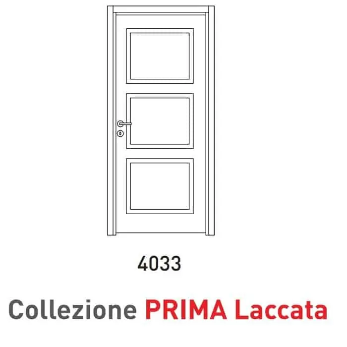 Superprijs Porta a battente Viemme Porte serie Prima Laccata 4033, porta laccata con tre pannelli simmetrici incisi e due traversi