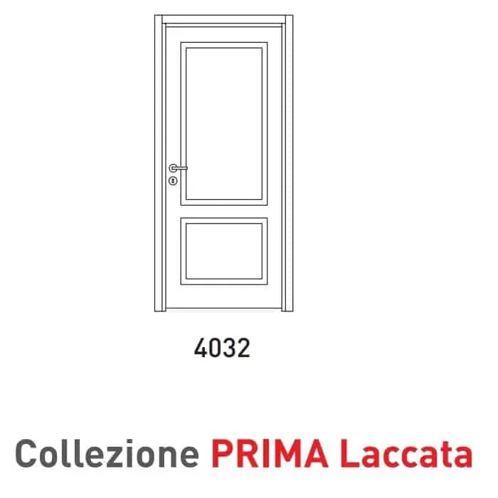 Beperkt Aanbod Porta a battente Viemme Porte serie Prima Laccata 4032, porta laccata con due pannelli asimmetrici incisi e un traverso