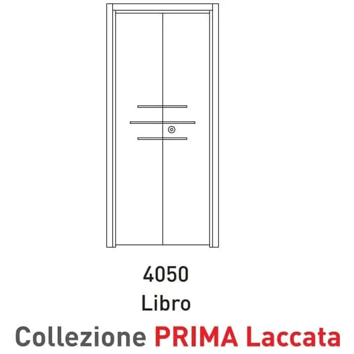 Porta a battente pieghevole Viemme Porte serie Prima Laccata 4050 Libro, pannello liscio con 3 incisioni orizzontali Snelle Levering