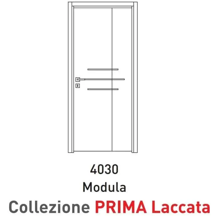 Porta a battente pieghevole Viemme Porte serie Prima Laccata 4030 Modula, pannello liscio con 3 incisioni orizzontali Laatste Kans