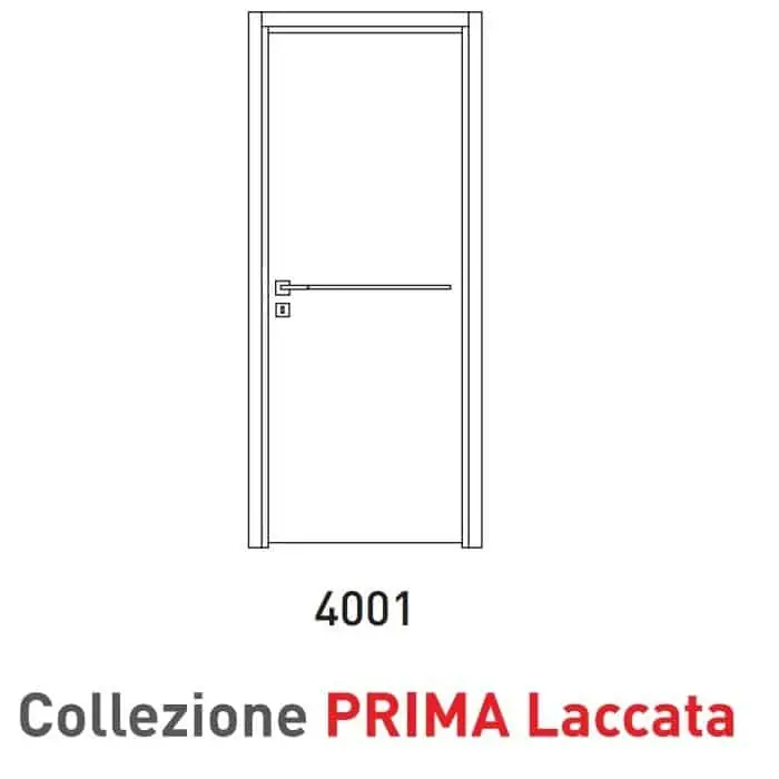 Premium Porta a battente Viemme Porte serie Prima Laccata 4001, pannello liscio con 1 incisione orizzontale centrale