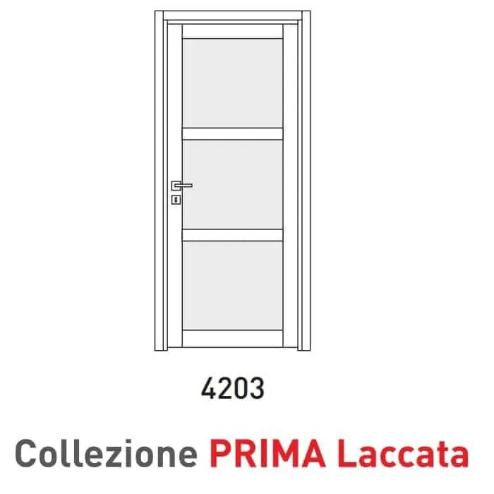 Nu Kopen Porta a battente Viemme Porte serie Prima Laccata 4203, porta listellare con tre pannelli simmetrici e due traversi, con opzione Vetro Satinato Bianco