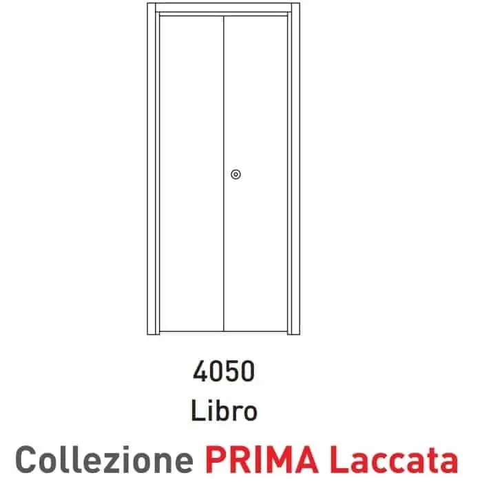 Porta a battente pieghevole Viemme Porte serie Prima Laccata modello 4050 Libro, pannello liscio formato da due ante simmetriche Beperkt Aanbod