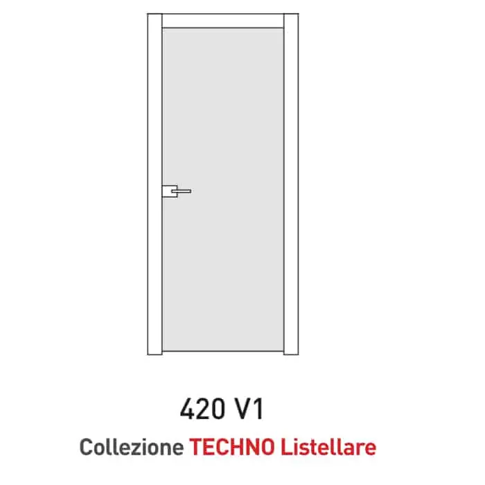Rechtstreeks Van De Fabrikant Porta a battente Viemme Porte serie Techno modello 420 V1, pannello liscio con opzione Vetro Satinato Bianco