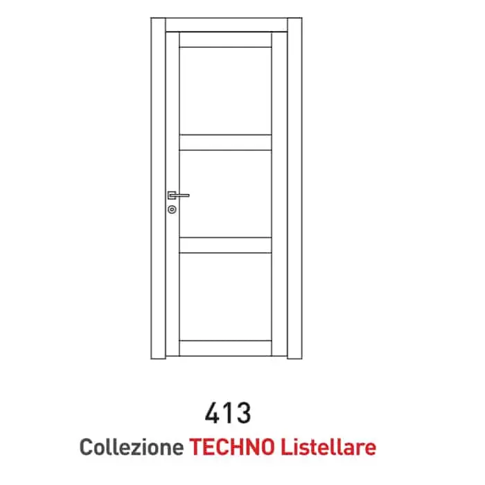 Beperkte Voorraad Porta a battente Viemme Porte serie Techno Listellare 413, porta listellare con tre pannelli simmetrici e due traversi