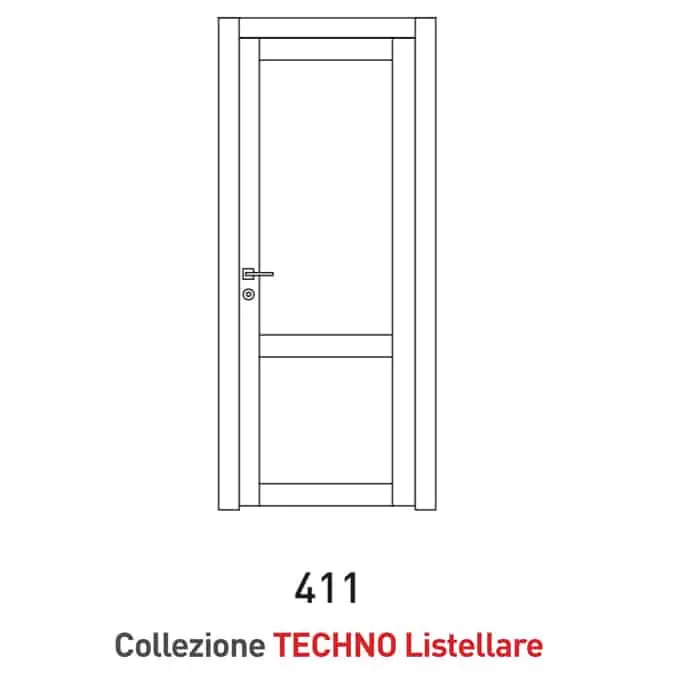 Betaalbaar Porta a battente Viemme Porte serie Techno Listellare 411, porta listellare con due pannelli asimmetrici e un traverso