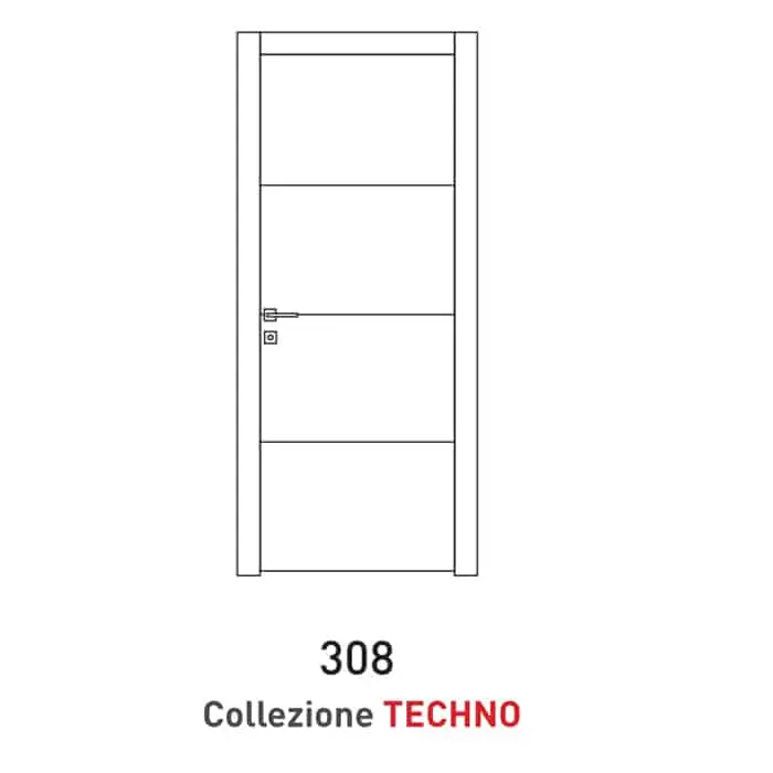 Actieprijs Porta a battente Viemme Porte serie Techno modello 308, pannello liscio con 3 inserti metallici orizzontali