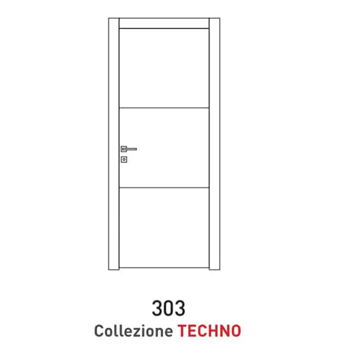 Porta a battente Viemme Porte serie Techno modello 303, pannello liscio con 2 inserti metallici orizzontali Uitverkoop