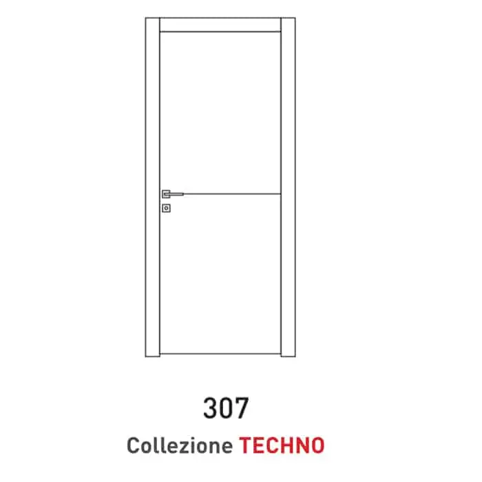 Nu Kopen Porta a battente Viemme Porte serie Techno modello 307, pannello liscio con 1 inserto metallico orizzontale centrale