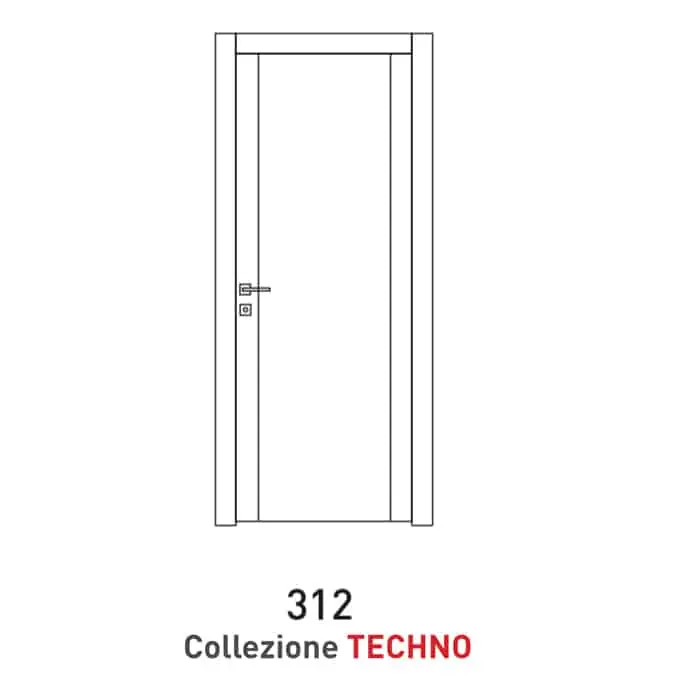 Exclusieve Aanbieding Porta a battente Viemme Porte serie Techno modello 312, pannello liscio con 2 inserti metallici verticali