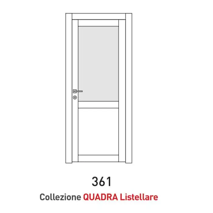 Betrouwbaar Porta a battente Viemme Porte serie Quadra Listellare 361, porta listellare con due pannelli asimmetrici e un traverso, con opzione Vetro Satinato Bianco