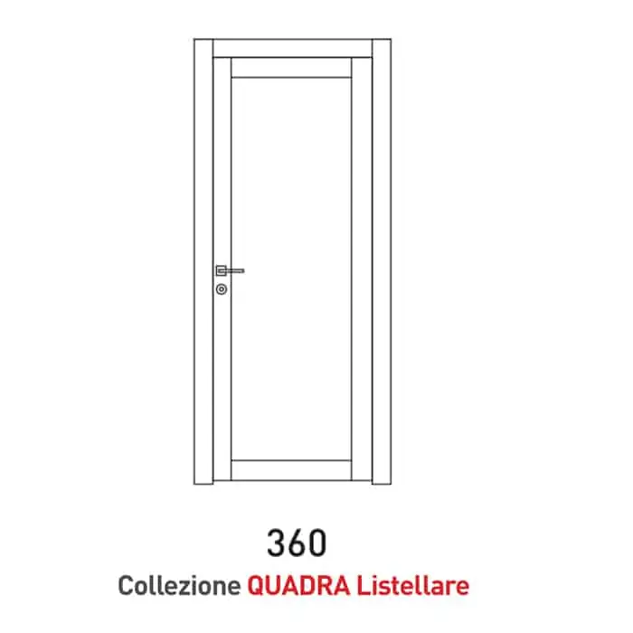 Porta a battente Viemme Porte serie Quadra Listellare modello 360, pannello liscio non reversibile Bestseller