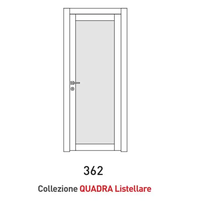 Merkproduct Porta a battente Viemme Porte serie Quadra Listellare modello 362, pannello liscio non reversibile, con opzione Vetro Satinato Bianco