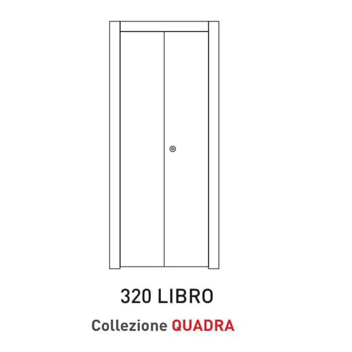 Porta a battente pieghevole Viemme Porte serie Quadra modello 320 Libro, pannello liscio formato da due ante simmetriche Beperkte Voorraad