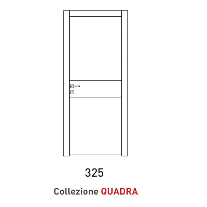 Porta a battente Viemme Porte serie Quadra modello 325, pannello liscio con 2 inserti metallici orizzontali a fascia larga Veilige Betaling