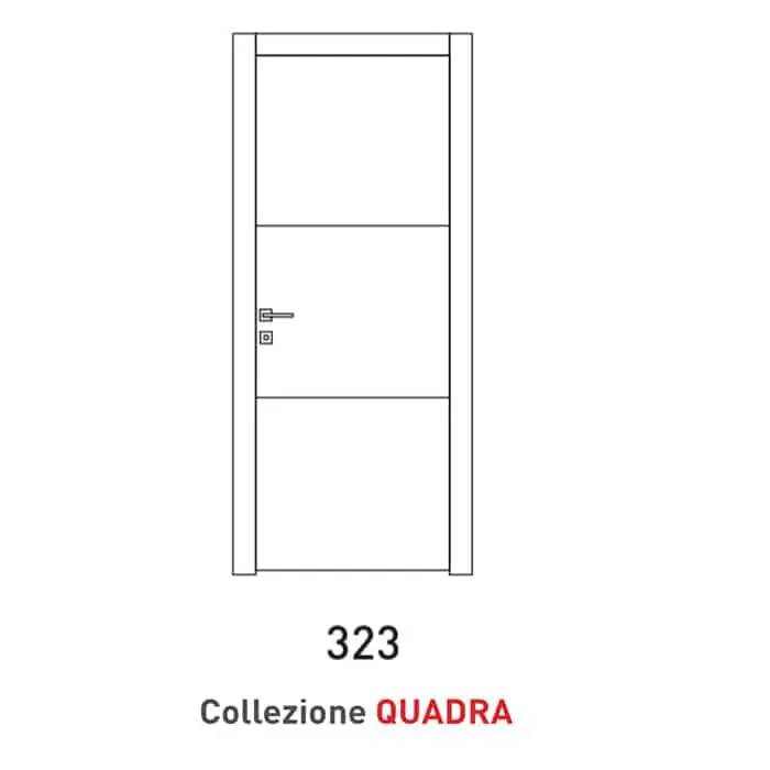 Veilige Betaling Porta a battente Viemme Porte serie Quadra modello 323, pannello liscio con 2 inserti metallici orizzontali