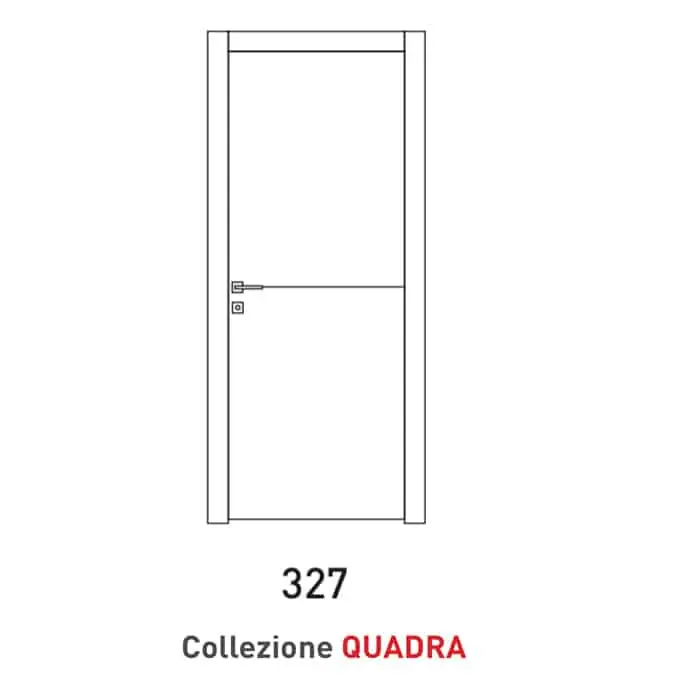 Porta a battente Viemme Porte serie Quadra modello 327, pannello liscio con 1 inserto metallico orizzontale centrale Bestseller